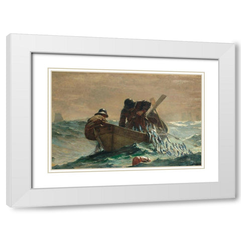 The Herring Net White Modern Wood Framed Art Print with Double Matting by Homer, Winslow