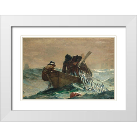 The Herring Net White Modern Wood Framed Art Print with Double Matting by Homer, Winslow