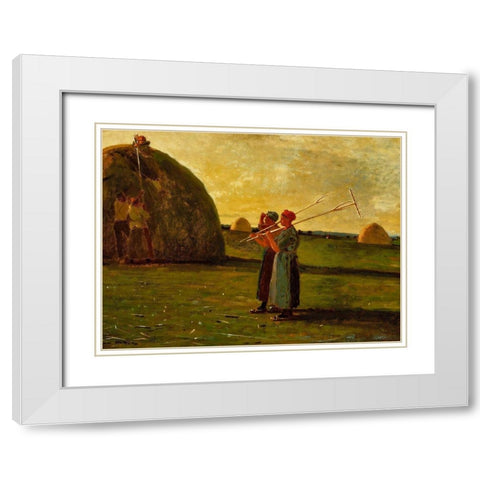 Haymakers White Modern Wood Framed Art Print with Double Matting by Homer, Winslow