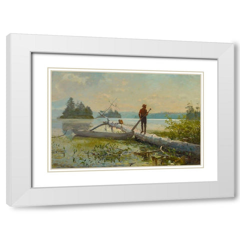 The Trapper White Modern Wood Framed Art Print with Double Matting by Homer, Winslow