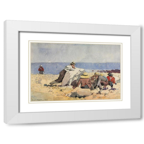 A Clam Bake White Modern Wood Framed Art Print with Double Matting by Homer, Winslow