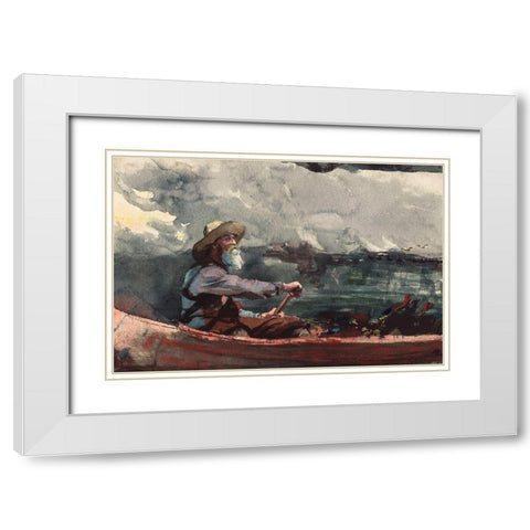 Adirondacks Guide White Modern Wood Framed Art Print with Double Matting by Homer, Winslow