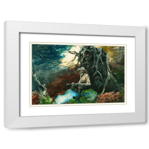 Campfire, Adirondacks White Modern Wood Framed Art Print with Double Matting by Homer, Winslow