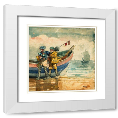 The Return, Tynemouth White Modern Wood Framed Art Print with Double Matting by Homer, Winslow