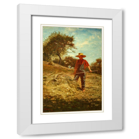Haymaking White Modern Wood Framed Art Print with Double Matting by Homer, Winslow