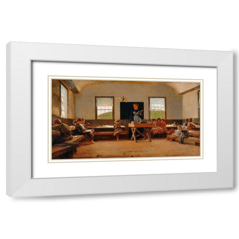 The Country School White Modern Wood Framed Art Print with Double Matting by Homer, Winslow