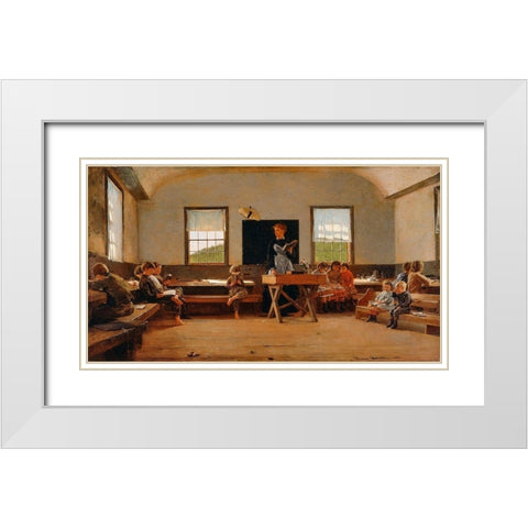 The Country School White Modern Wood Framed Art Print with Double Matting by Homer, Winslow