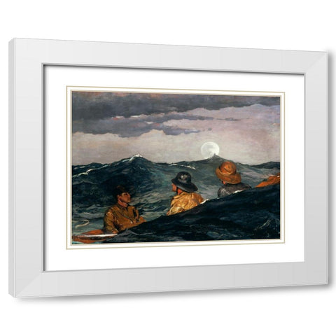 Kissing the Moon White Modern Wood Framed Art Print with Double Matting by Homer, Winslow