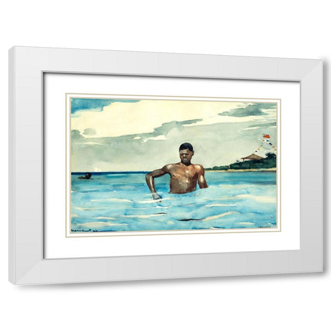 The Bather White Modern Wood Framed Art Print with Double Matting by Homer, Winslow