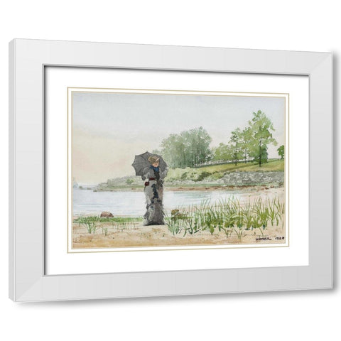 Young Woman White Modern Wood Framed Art Print with Double Matting by Homer, Winslow