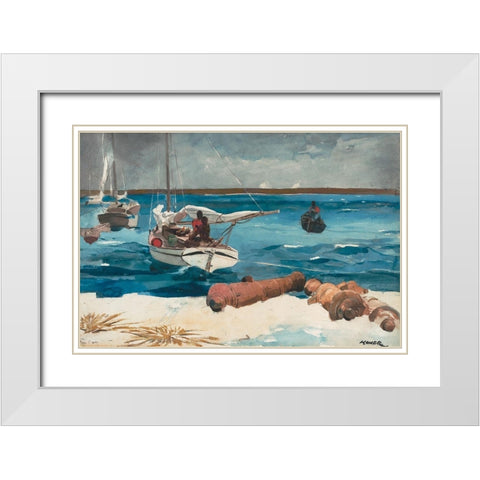 Nassau White Modern Wood Framed Art Print with Double Matting by Homer, Winslow