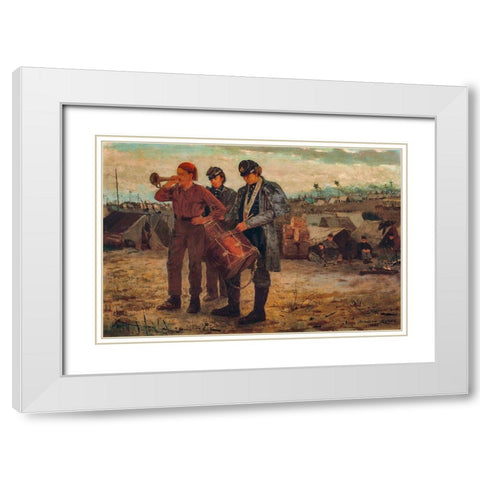 Sounding Reveille White Modern Wood Framed Art Print with Double Matting by Homer, Winslow