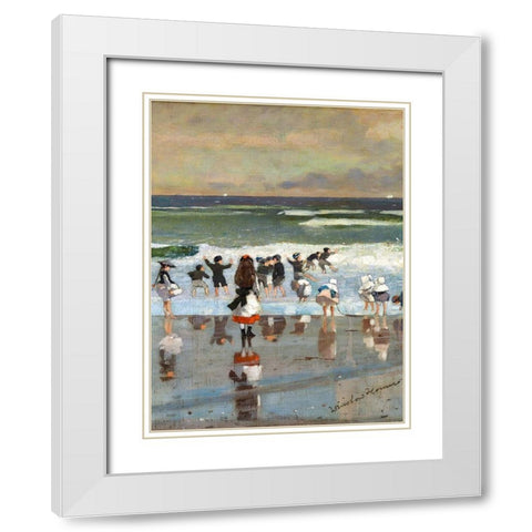 Beach Scene White Modern Wood Framed Art Print with Double Matting by Homer, Winslow