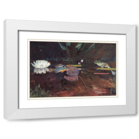Mink Pond White Modern Wood Framed Art Print with Double Matting by Homer, Winslow