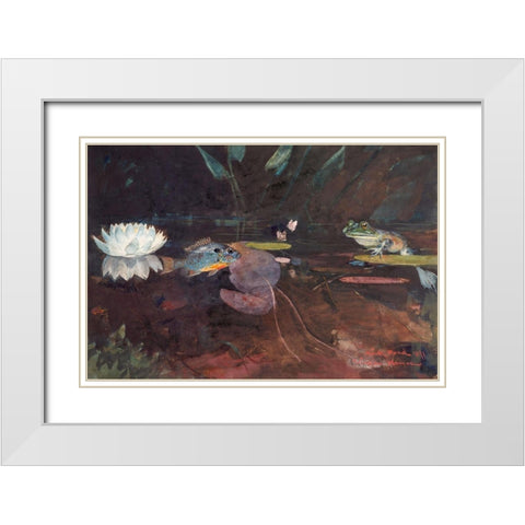 Mink Pond White Modern Wood Framed Art Print with Double Matting by Homer, Winslow