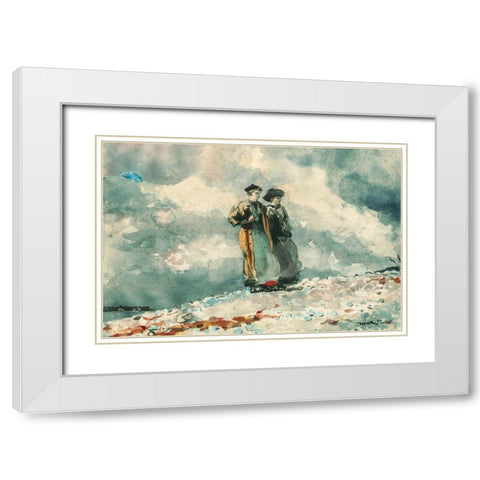 The Outlook, Maine Coast White Modern Wood Framed Art Print with Double Matting by Homer, Winslow