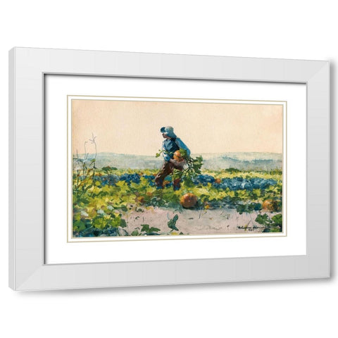 For to Be a Farmers Boy White Modern Wood Framed Art Print with Double Matting by Homer, Winslow