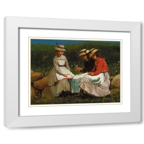Girls in a Landscape White Modern Wood Framed Art Print with Double Matting by Homer, Winslow