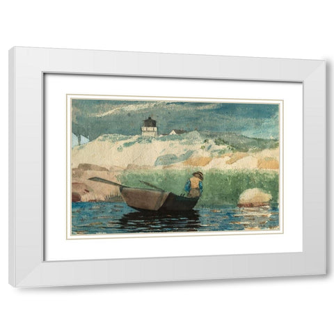 Boy in Boat, Gloucester White Modern Wood Framed Art Print with Double Matting by Homer, Winslow
