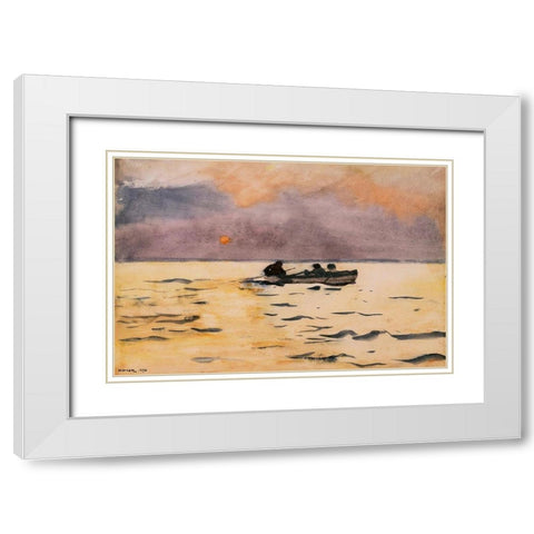 Rowing Home White Modern Wood Framed Art Print with Double Matting by Homer, Winslow