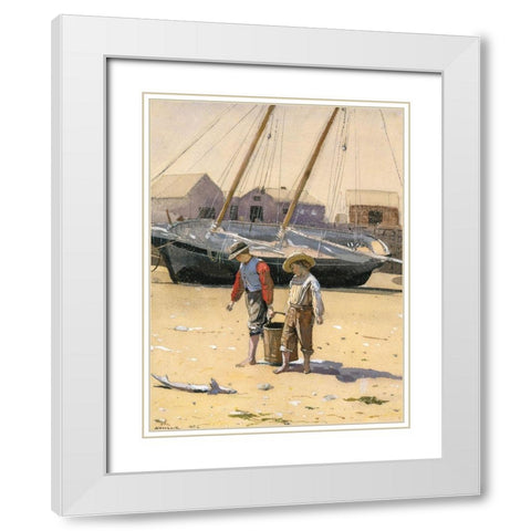 A Basket of Clams White Modern Wood Framed Art Print with Double Matting by Homer, Winslow