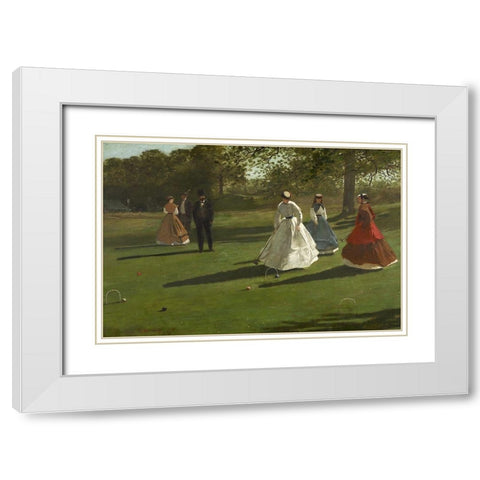 Croquet Players White Modern Wood Framed Art Print with Double Matting by Homer, Winslow