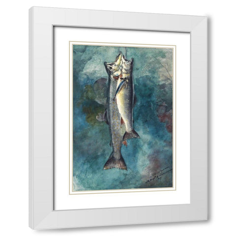 Two Trout White Modern Wood Framed Art Print with Double Matting by Homer, Winslow
