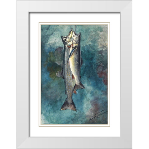 Two Trout White Modern Wood Framed Art Print with Double Matting by Homer, Winslow