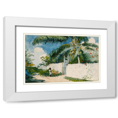 A Garden in Nassau White Modern Wood Framed Art Print with Double Matting by Homer, Winslow