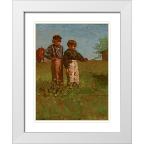 Young Farmers White Modern Wood Framed Art Print with Double Matting by Homer, Winslow