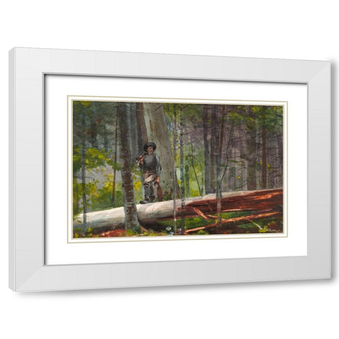 Hunter in the Adirondacks White Modern Wood Framed Art Print with Double Matting by Homer, Winslow