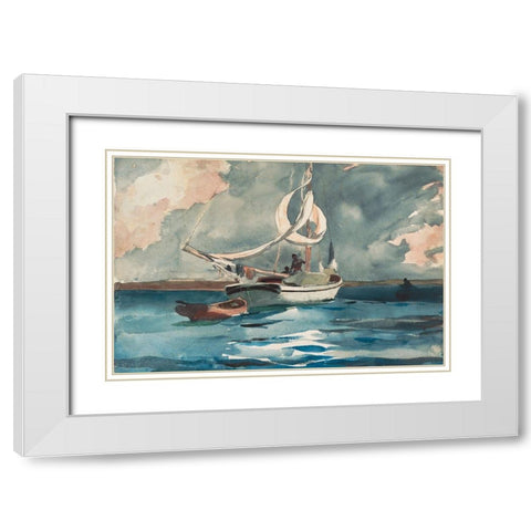 Sloop, Nassau White Modern Wood Framed Art Print with Double Matting by Homer, Winslow