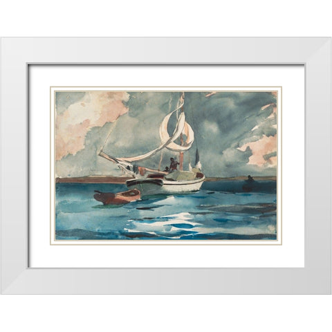 Sloop, Nassau White Modern Wood Framed Art Print with Double Matting by Homer, Winslow