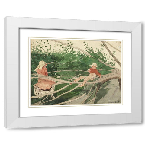 Out on a Limb White Modern Wood Framed Art Print with Double Matting by Homer, Winslow