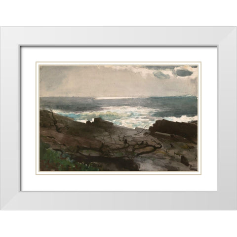 Sunshine and Shadow, Prouts Neck White Modern Wood Framed Art Print with Double Matting by Homer, Winslow