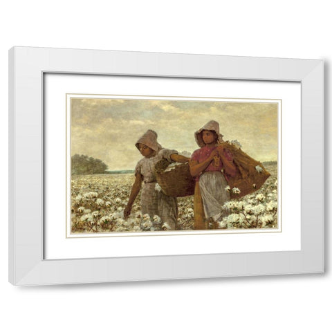 The Cotton Pickers White Modern Wood Framed Art Print with Double Matting by Homer, Winslow
