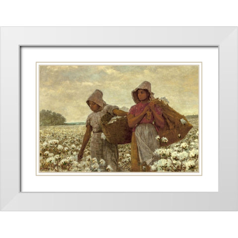 The Cotton Pickers White Modern Wood Framed Art Print with Double Matting by Homer, Winslow