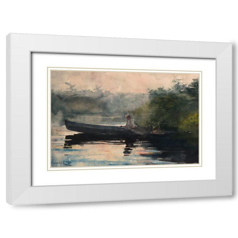The End of the Day, Adirondacks White Modern Wood Framed Art Print with Double Matting by Homer, Winslow