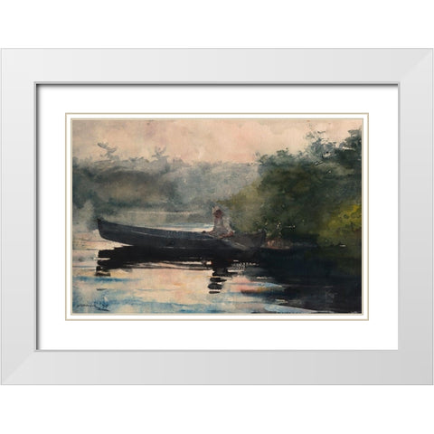 The End of the Day, Adirondacks White Modern Wood Framed Art Print with Double Matting by Homer, Winslow