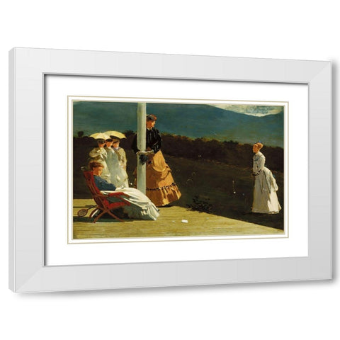 Croquet Match White Modern Wood Framed Art Print with Double Matting by Homer, Winslow