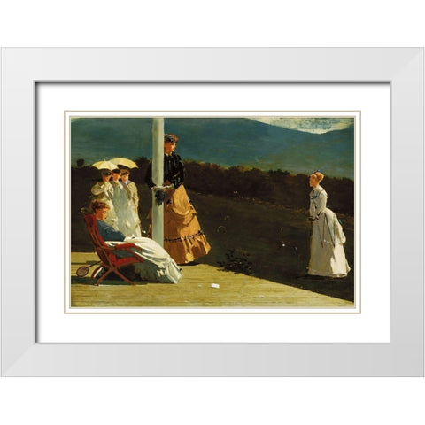 Croquet Match White Modern Wood Framed Art Print with Double Matting by Homer, Winslow