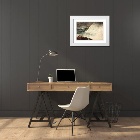 Prouts Neck, Breaking Wave White Modern Wood Framed Art Print with Double Matting by Homer, Winslow