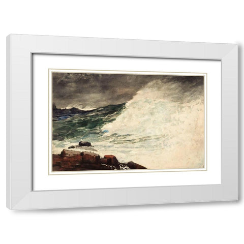 Prouts Neck, Breaking Wave White Modern Wood Framed Art Print with Double Matting by Homer, Winslow