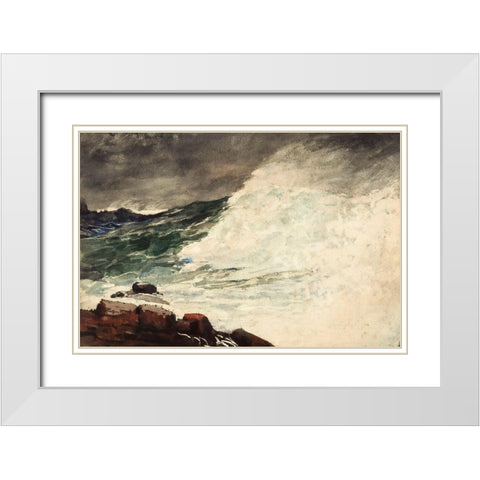 Prouts Neck, Breaking Wave White Modern Wood Framed Art Print with Double Matting by Homer, Winslow