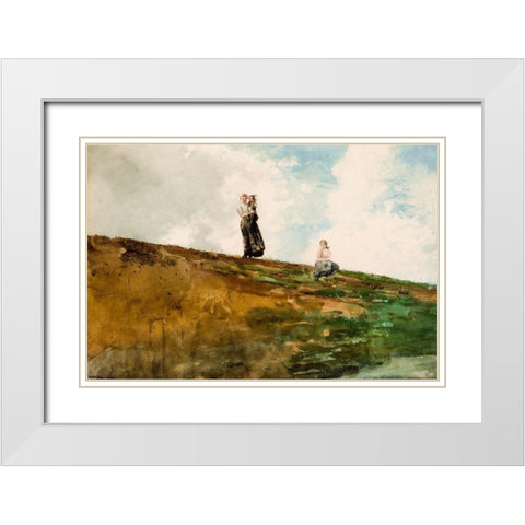 Watching from the Cliffs White Modern Wood Framed Art Print with Double Matting by Homer, Winslow