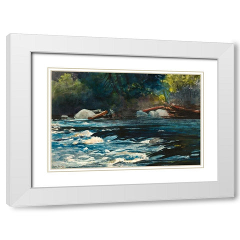 The Rapids, Hudson River, Adirondacks White Modern Wood Framed Art Print with Double Matting by Homer, Winslow