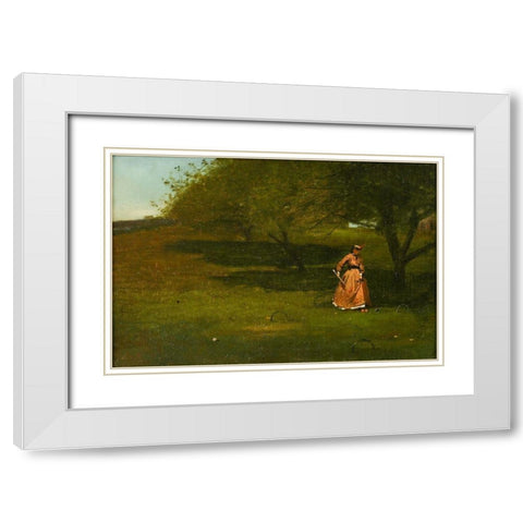 Croquet Player White Modern Wood Framed Art Print with Double Matting by Homer, Winslow