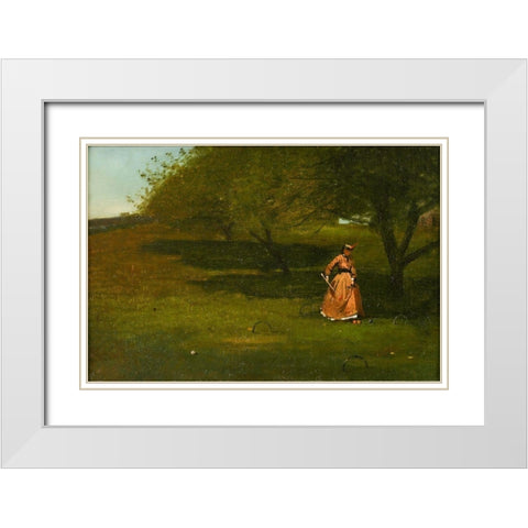 Croquet Player White Modern Wood Framed Art Print with Double Matting by Homer, Winslow