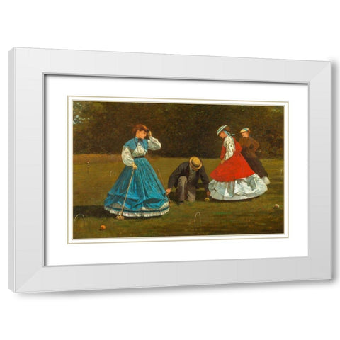 Croquet Scene White Modern Wood Framed Art Print with Double Matting by Homer, Winslow