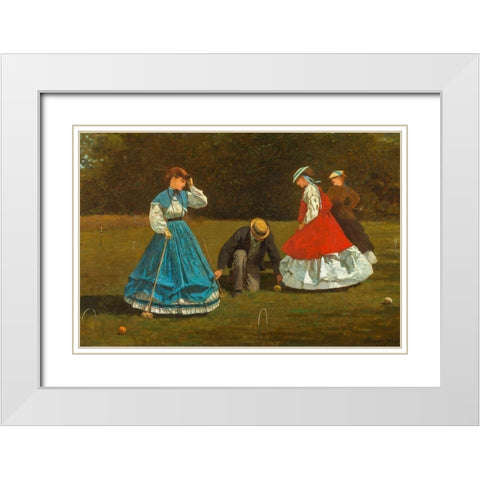 Croquet Scene White Modern Wood Framed Art Print with Double Matting by Homer, Winslow